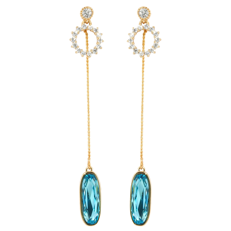Сережки Xuping колір 18K з кристалами Swarovski пусети Овальний Кристал Колір Aquamarine фото №1