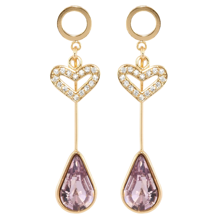 Сережки Xuping колір 18K з кристалами Swarovski пусети Коло з підвісками серце і кристал крапля фото №14