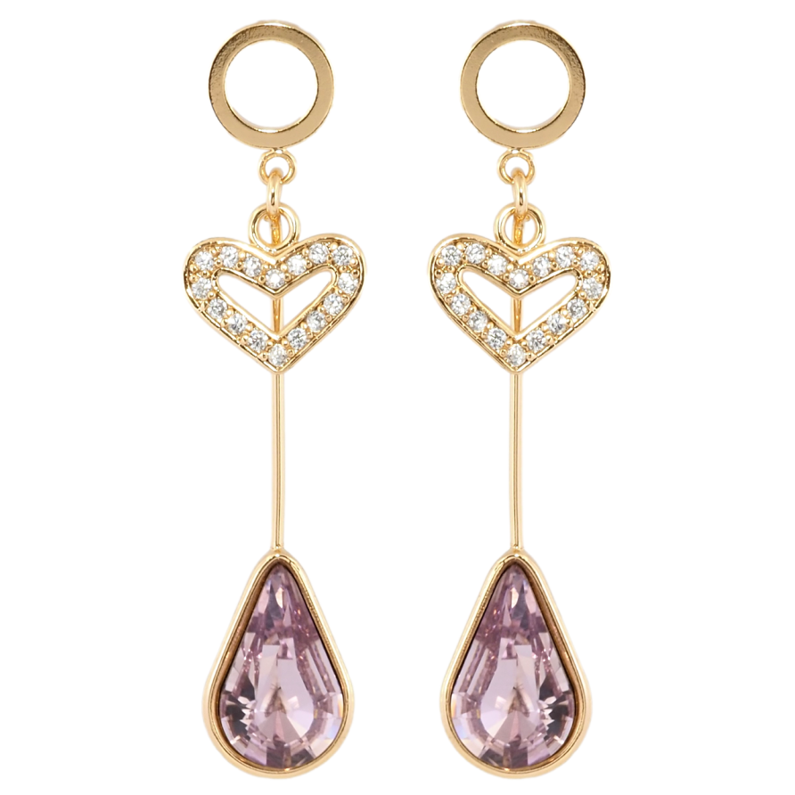 Сережки Xuping колір 18K з кристалами Swarovski пусети Коло з підвісками серце і кристал крапля фото №1