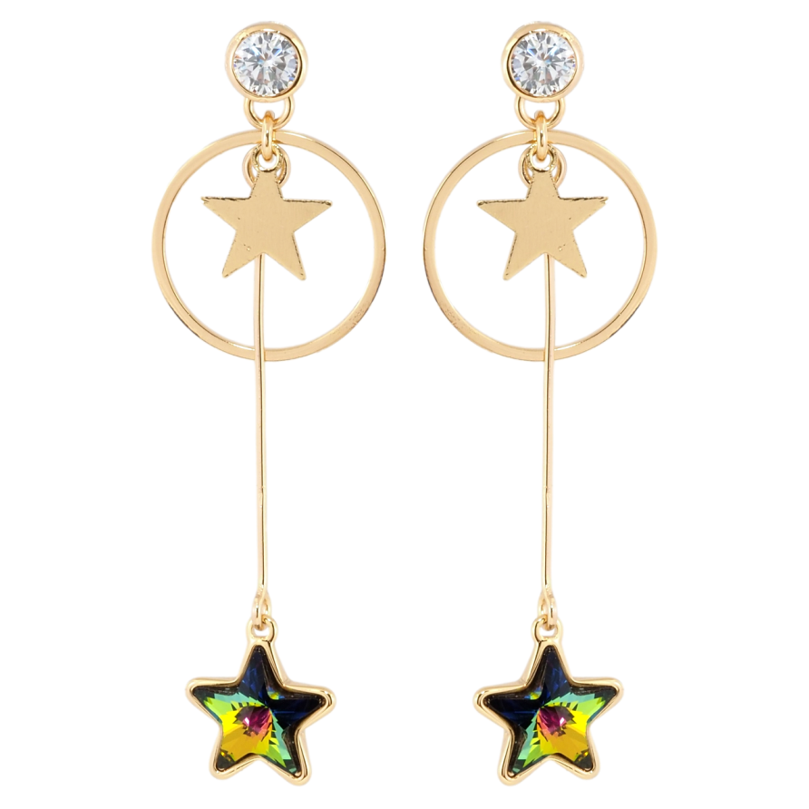 Сережки Xuping колір 18K з кристалами Swarovski пусети Зоряне Мерехтіння фото №1