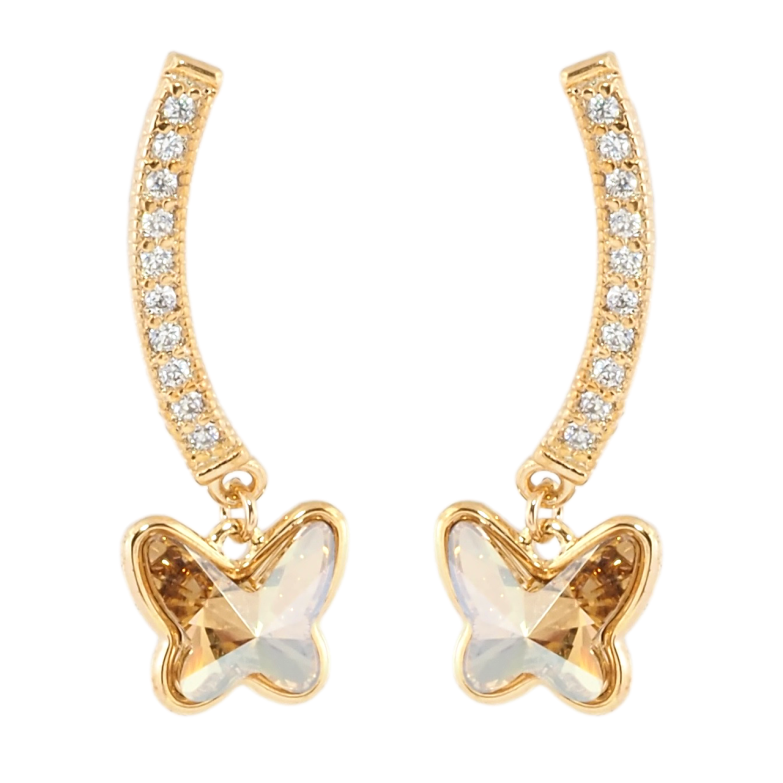 Серьги Xuping цвет 18K с кристаллами Swarovski пусеты Дуга Кристаллы с Подвеской Бабочка фото №1