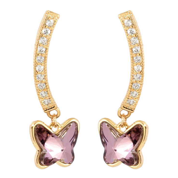 Сережки Xuping колір 18K з кристалами Swarovski пусети Дуга кристал з Підвіскою Метелик фото №21