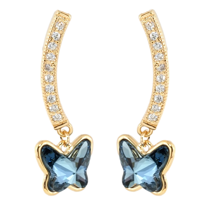 Сережки Xuping колір 18K з кристалами Swarovski пусети Дуга кристал з Підвіскою Метелик фото №25