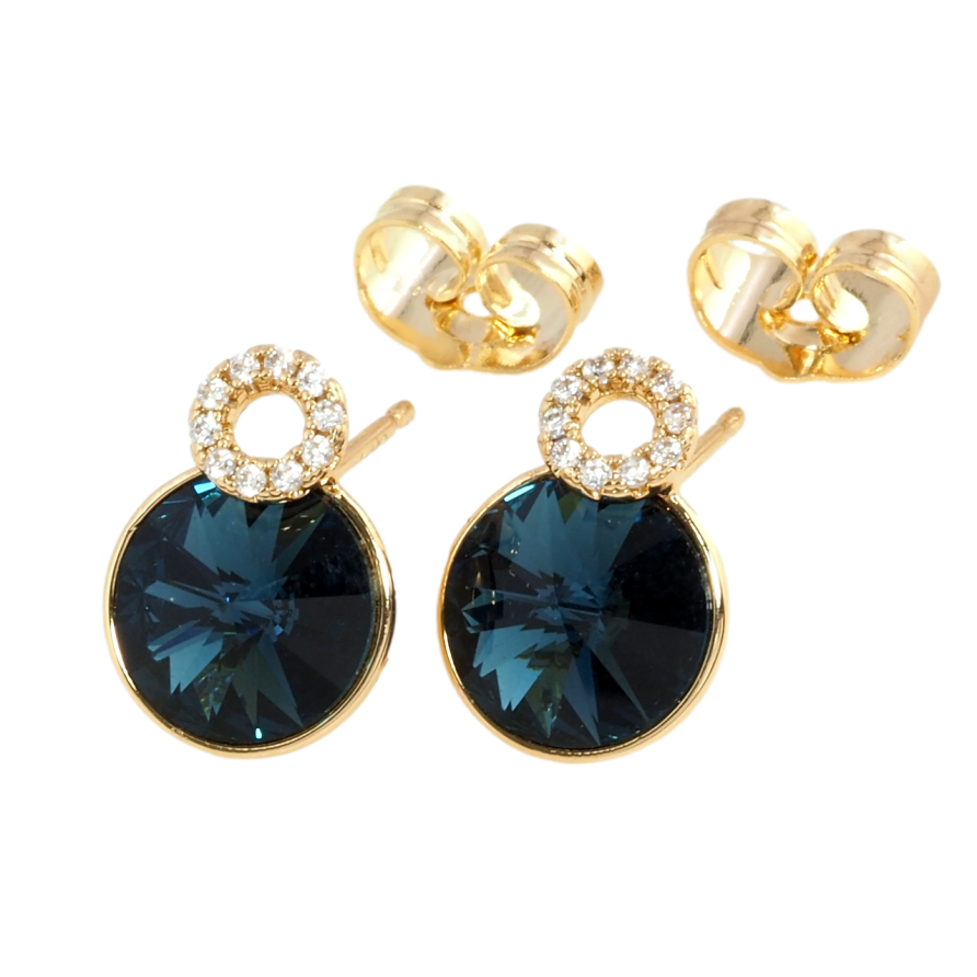 Сережки Xuping колір 18K з кристалами Swarovski пусети Синій Куполоподібний Кристал і Круг фото №1