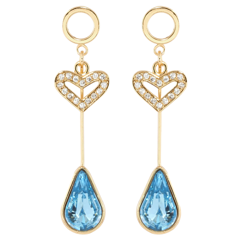 Сережки Xuping колір 18K з кристалами Swarovski пусети Серце та Блакитний Кристал Крапля фото №20