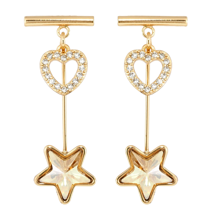 Сережки Xuping колір 18K з кристалами Swarovski пусети Сердечко та Кристал Зірочка фото №5