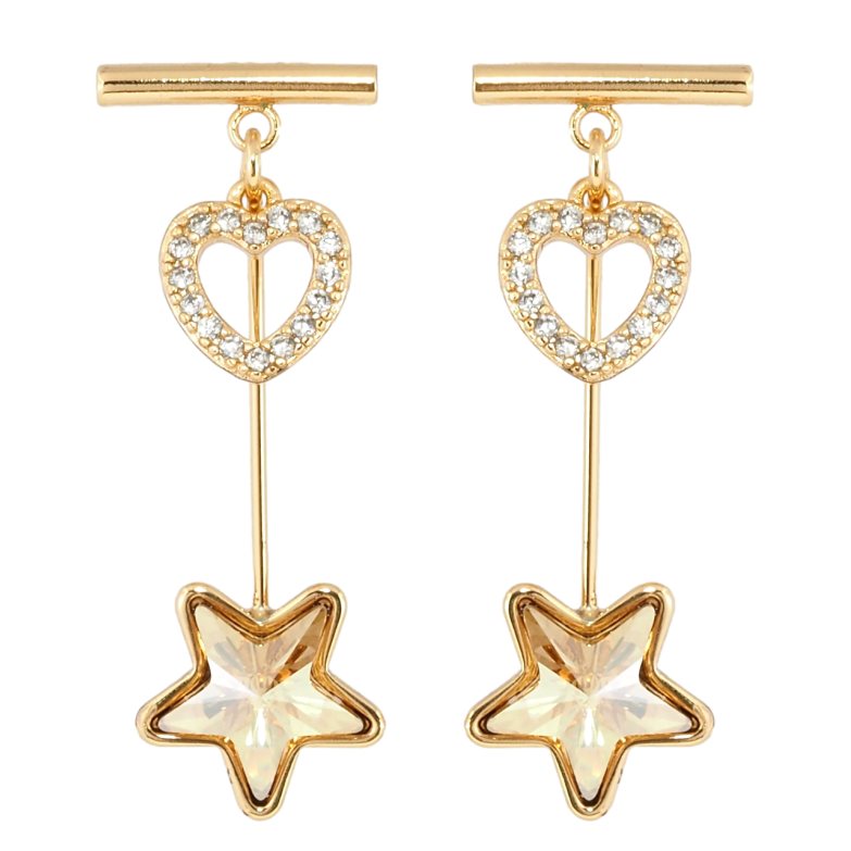 Сережки Xuping колір 18K з кристалами Swarovski пусети Сердечко та Кристал Зірочка фото №12