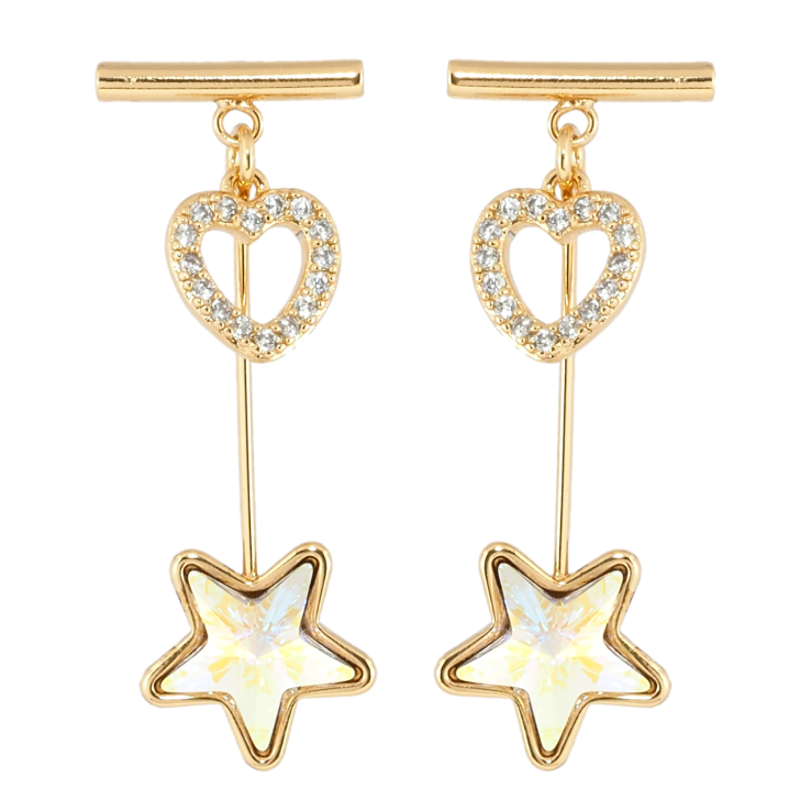 Сережки Xuping колір 18K з кристалами Swarovski пусети Серце та Райдужний Кристал Зірочка фото №9