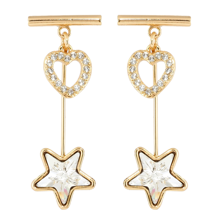 Сережки Xuping колір 18K з кристалами Swarovski пусети Серце та Прозорий Кристал фото №11