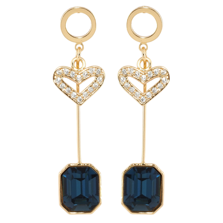 Сережки Xuping колір 18K з кристалами Swarovski пусети Сердечко та Восьмигранний Кристал фото №23