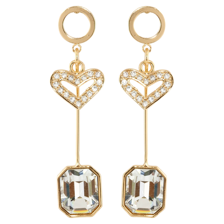 Сережки Xuping колір 18K з кристалами Swarovski пусети Сердечко та Восьмигранний Кристал фото №4