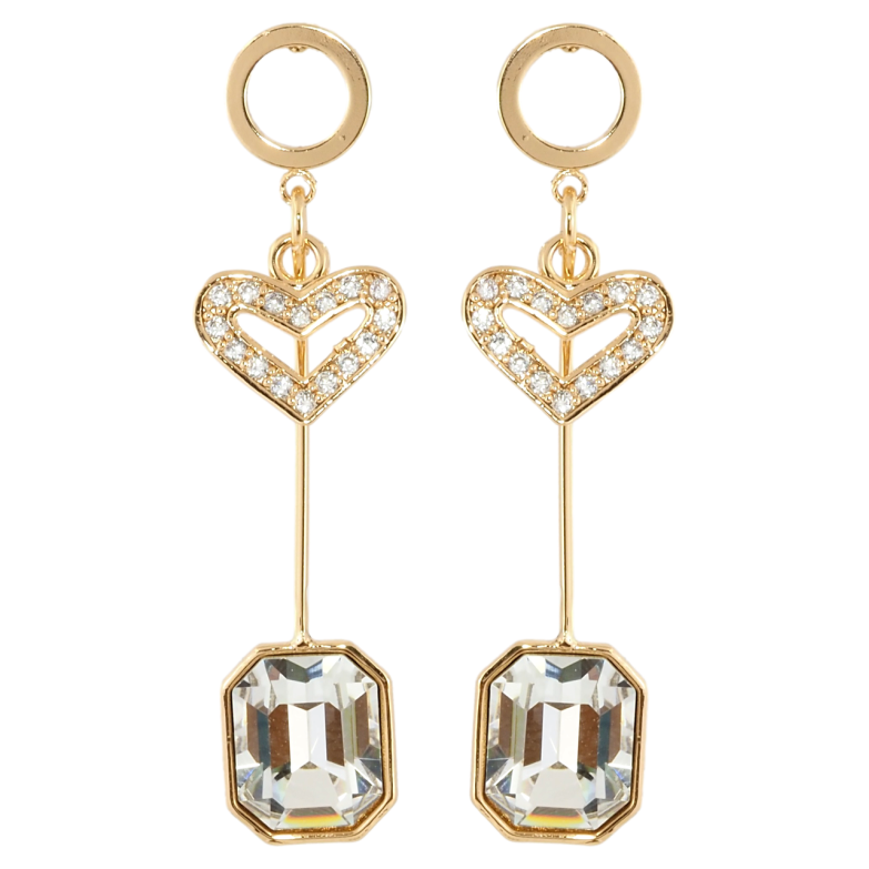 Сережки Xuping колір 18K з кристалами Swarovski пусети Сердечко та Восьмигранний Кристал фото №5