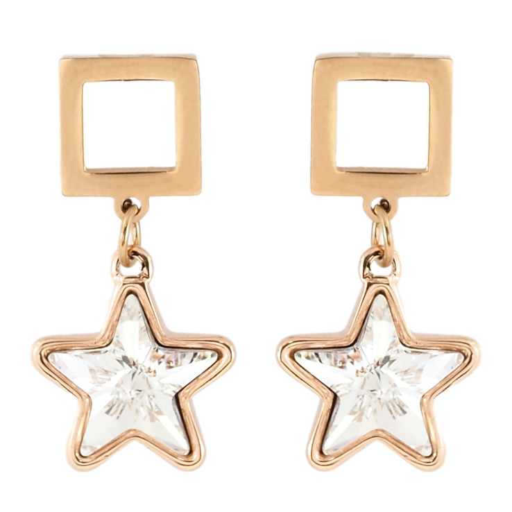Сережки Xuping колір 18K з кристалами Swarovski пусети Квадрат із підвіскою зірочка фото №10