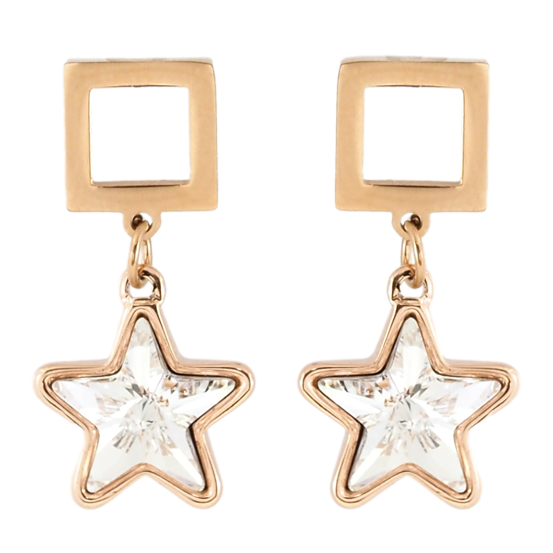 Сережки Xuping колір 18K з кристалами Swarovski пусети Квадрат із підвіскою зірочка фото №13