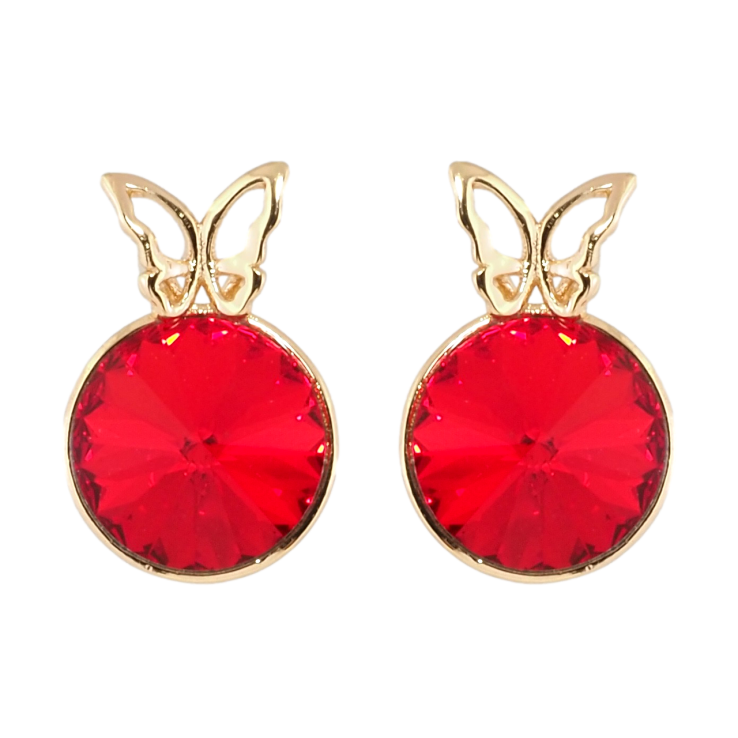 Сережки Xuping колір 18K з кристалами Swarovski пусети Кристал Light Siam з метеликом фото №7