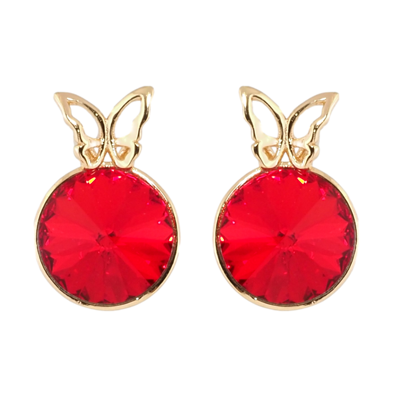 Сережки Xuping колір 18K з кристалами Swarovski пусети Кристал Light Siam з метеликом фото №1