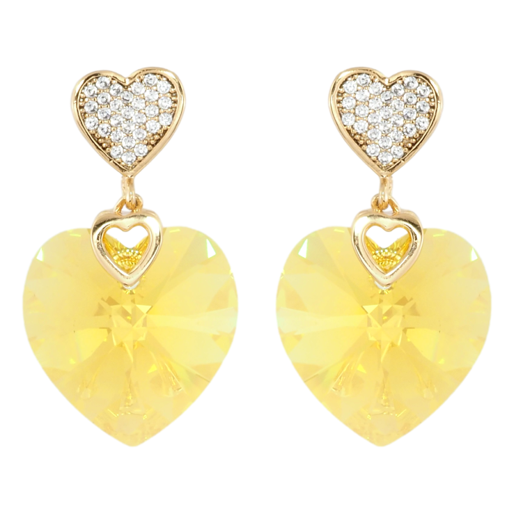 Сережки Xuping колір 18K з кристалами Swarovski пусети Сердечки кристал та Yellow Swarovski Crystal фото №14