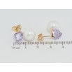 Сережки Xuping колір 18K з кристалами Swarovski пусети Кубик Violet Swarovski Crystal з перлиною фото №2