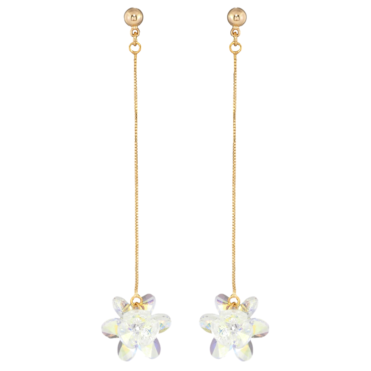 Сережки Xuping колір 18K з кристалами Swarovski пусети Кристали Shimmer на ланцюжку фото №15