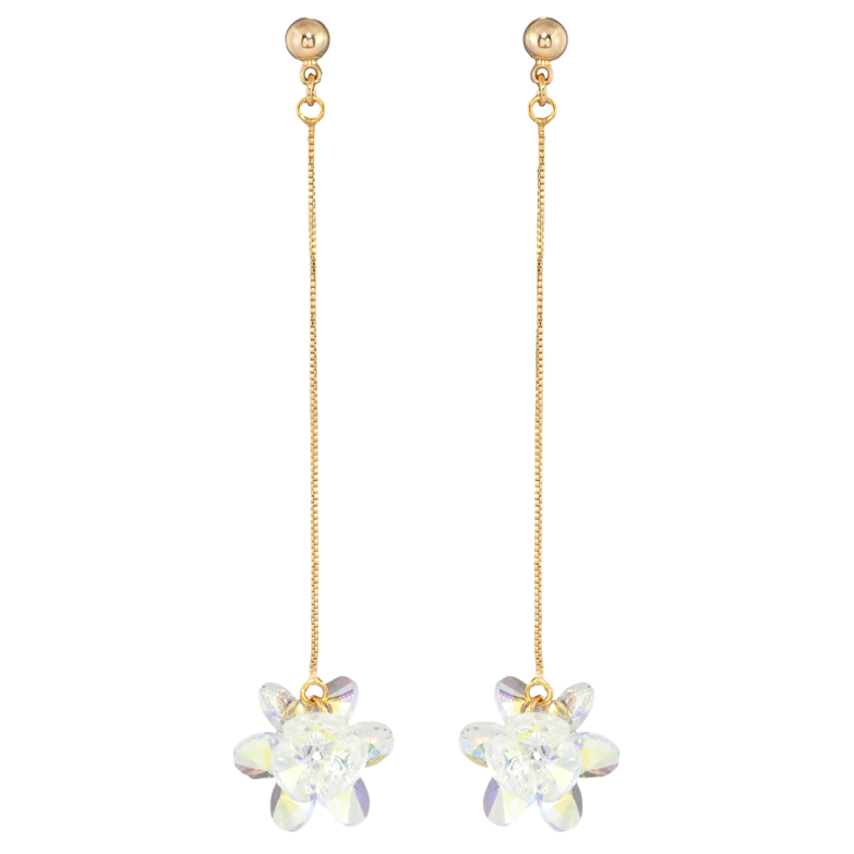 Сережки Xuping колір 18K з кристалами Swarovski пусети Кристали Shimmer на ланцюжку фото №2