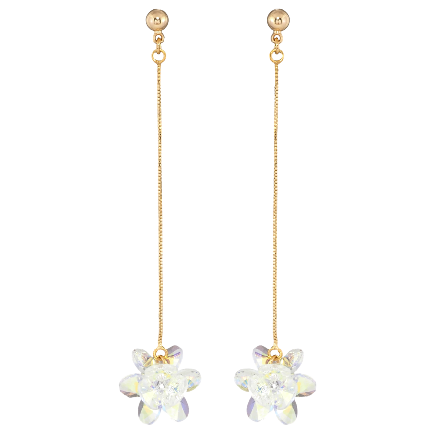 Сережки Xuping колір 18K з кристалами Swarovski пусети Кристали Shimmer на ланцюжку фото №1