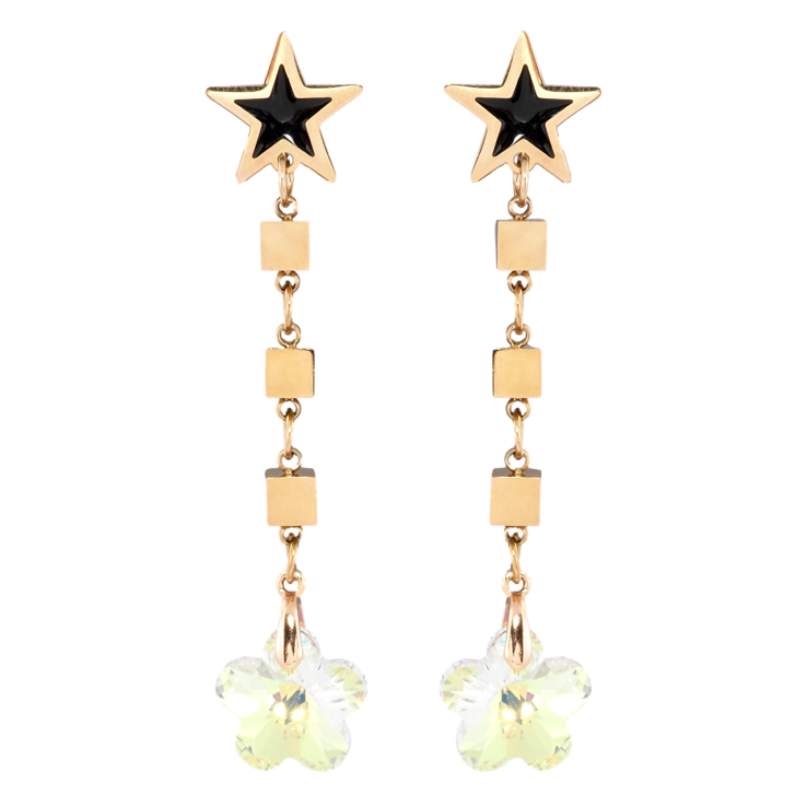 Сережки Xuping колір РВ з кристалами Swarovski пусети Зірки з підвісками із кристала квіточки Shimmer фото №11