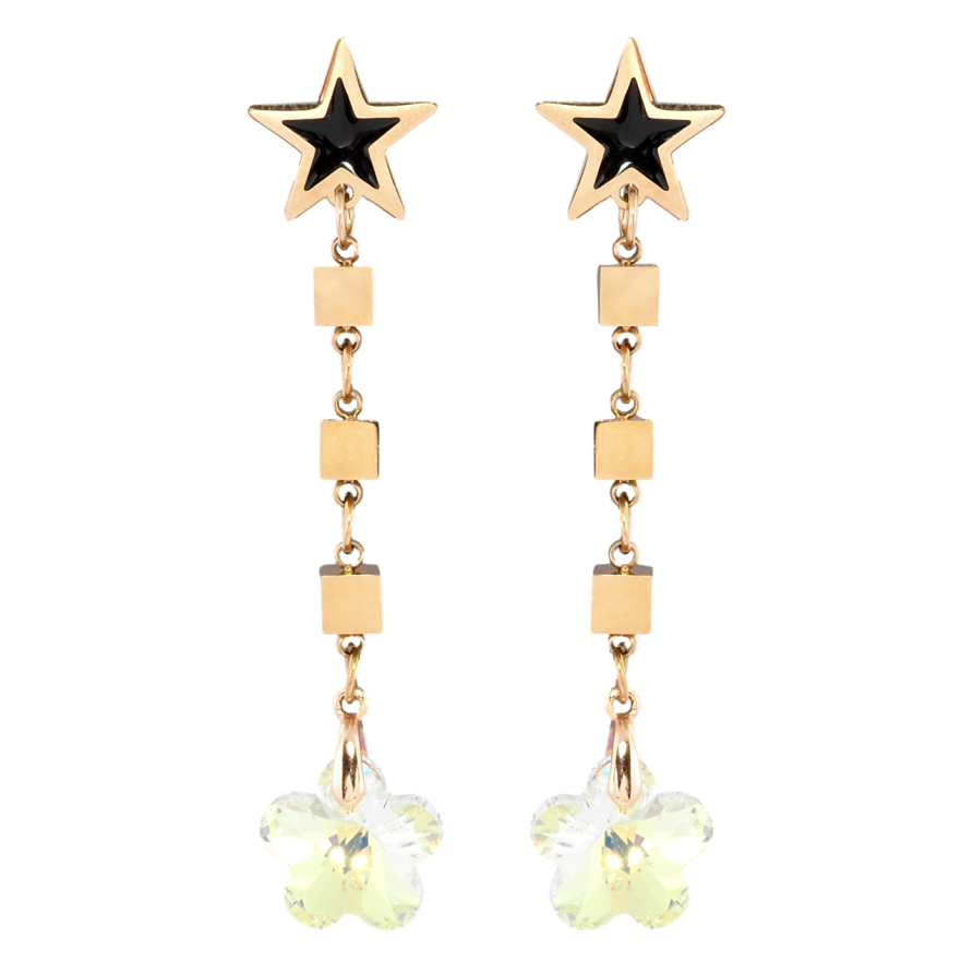 Сережки Xuping колір РВ з кристалами Swarovski пусети Зірки з підвісками із кристала квіточки Shimmer фото №1