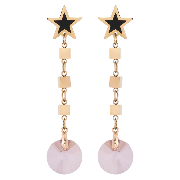 Сережки Xuping колір РВ з кристалами Swarovski пусети Зірки з підвісками з кристалу Amethyst фото №12