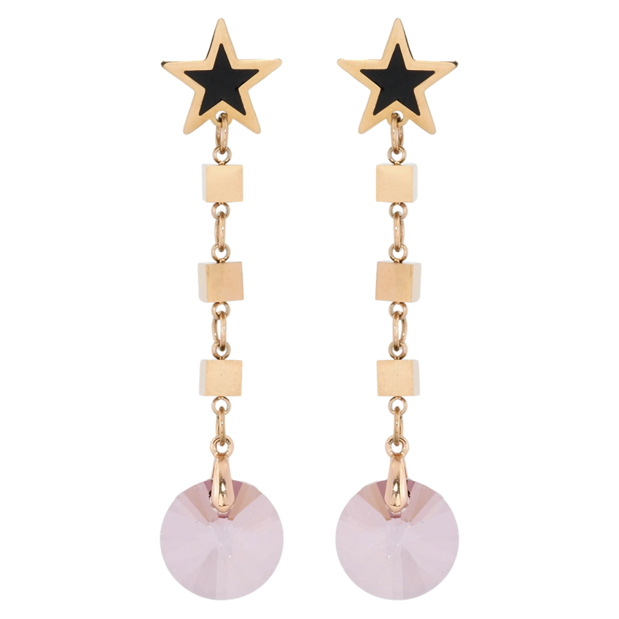 Сережки Xuping колір РВ з кристалами Swarovski пусети Зірки з підвісками з кристалу Amethyst фото №1