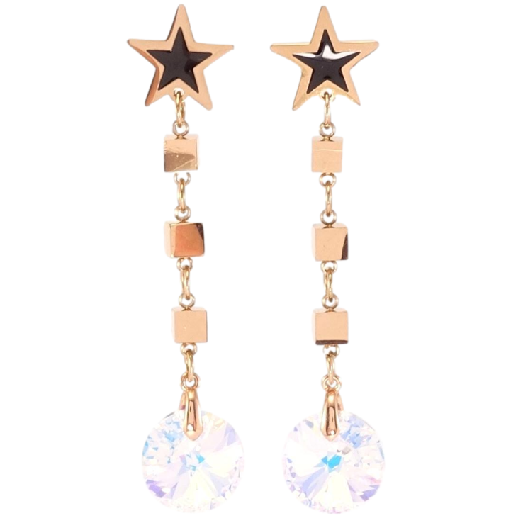 Сережки Xuping колір РВ з кристалами Swarovski пусети Зірки з підвісками із кристала Shimmer фото №18