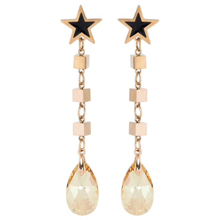 Сережки Xuping колір РВ з кристалами Swarovski пусети Зірки з підвісками із кристала Golden Shadow фото №13