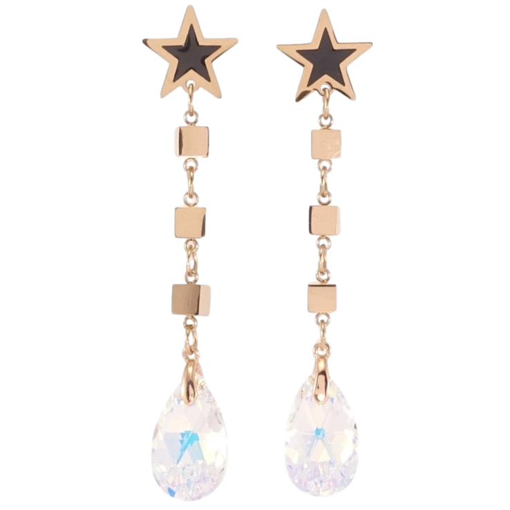 Сережки Xuping колір РВ з кристалами Swarovski пусети Зірки з підвісками із кристала Shimmer фото №15