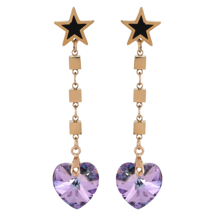 Сережки Xuping колір РВ з кристалами Swarovski пусети Зірки з підвісками з кришталевих сердець Paradise фото №10