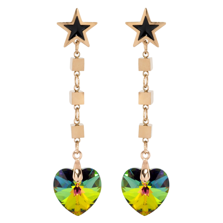 Сережки Xuping колір РВ з кристалами Swarovski пусети Зірки з підвісками з кристальних сердець Vitrail фото №17