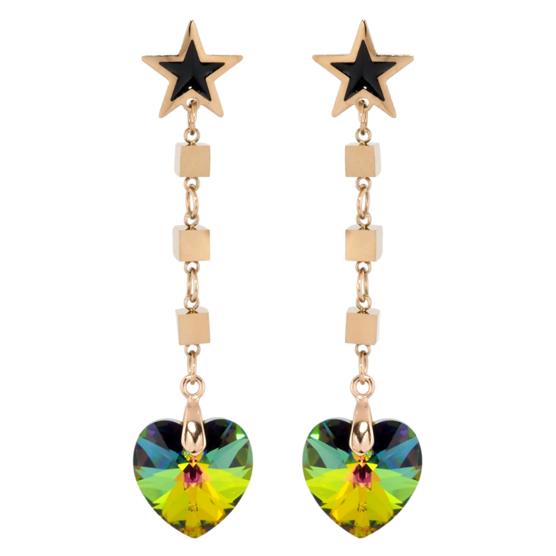 Сережки Xuping колір РВ з кристалами Swarovski пусети Зірки з підвісками з кристальних сердець Vitrail фото №21