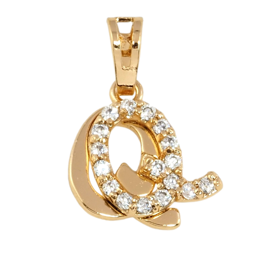 Кулон Xuping Позолота 18K Літера Q з цирконієм фото №1