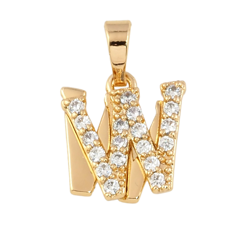 Кулон Xuping Позолота 18K Літера W з цирконієм фото №2 Кулон Xuping Позолота 18K Літера W з цирконієм фото №2