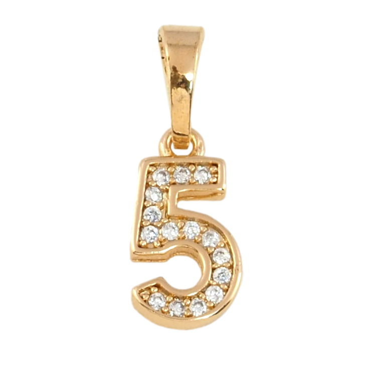 Кулон дитячий Xuping Позолота 18K Цифра 5 з цирконієм для ланцюжка до 5мм фото №20
