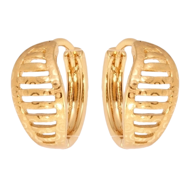 Сережки Xuping Позолота 18K колечки Листочки зі смугастим різьбленим візерунком та напиленням фото №5 Сережки Xuping Позолота 18K колечки Листочки зі смугастим різьбленим візерунком та напиленням фото №5