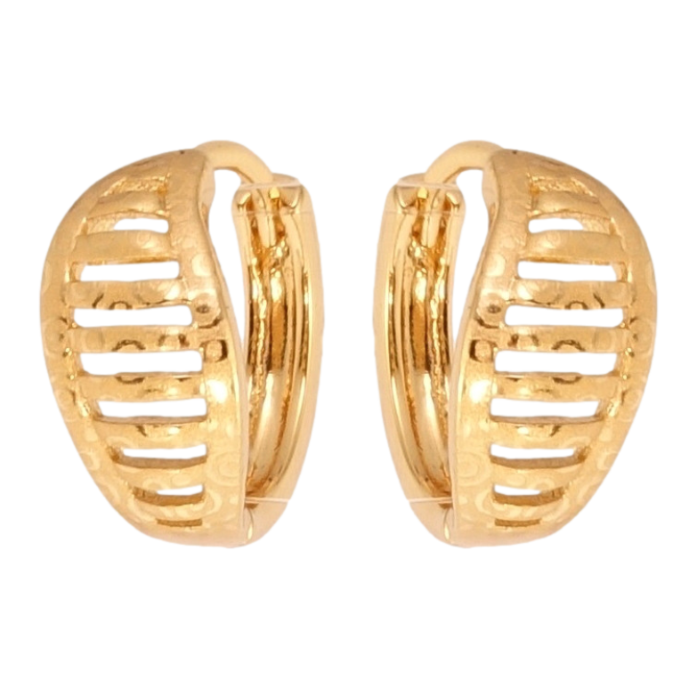 Сережки Xuping Позолота 18K колечки Листочки зі смугастим різьбленим візерунком та напиленням фото №1 Сережки Xuping Позолота 18K колечки Листочки зі смугастим різьбленим візерунком та напиленням фото №1