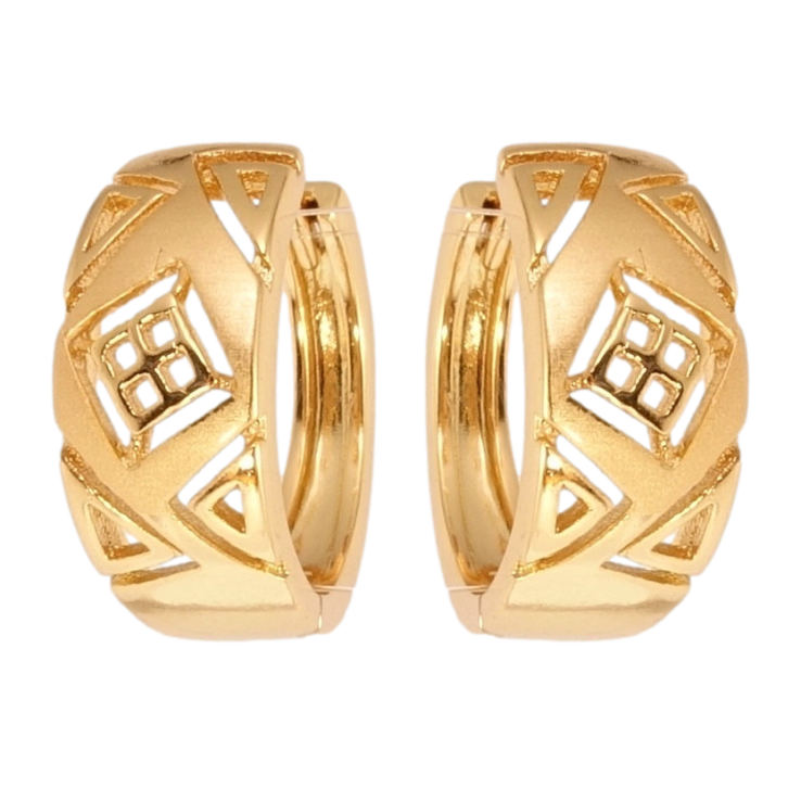 Сережки Xuping Позолота 18K колечки Декоративний різьблений орнамент із напиленням фото №3 Сережки Xuping Позолота 18K колечки Декоративний різьблений орнамент із напиленням фото №3