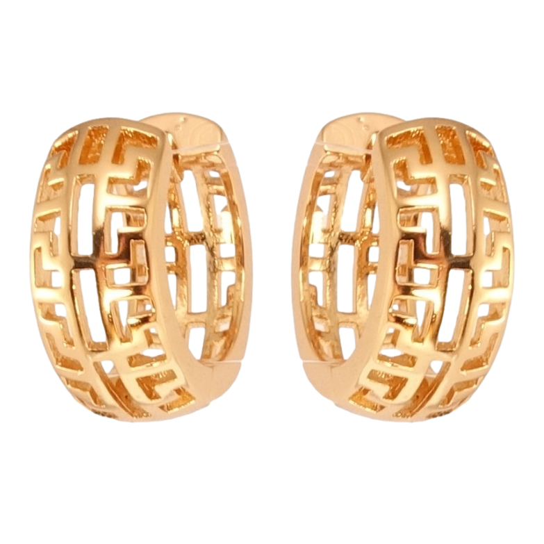 Сережки Xuping Позолота 18K колечки Різний меандровий орнамент фото №1