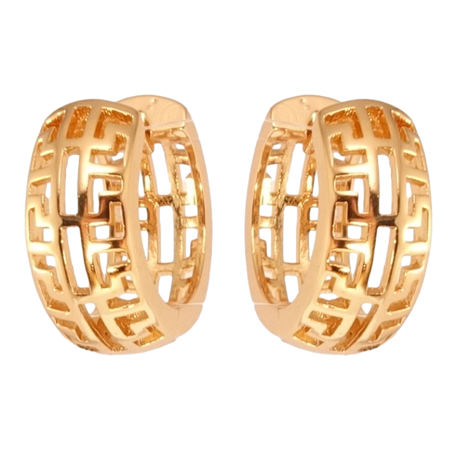 Сережки Xuping Позолота 18K колечки Різний меандровий орнамент фото №1
