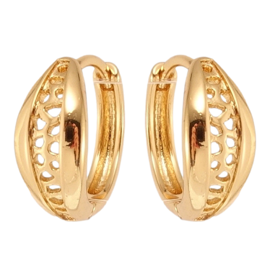 Серьги Xuping Позолота 18K колечки Листики с резным узором фото №1