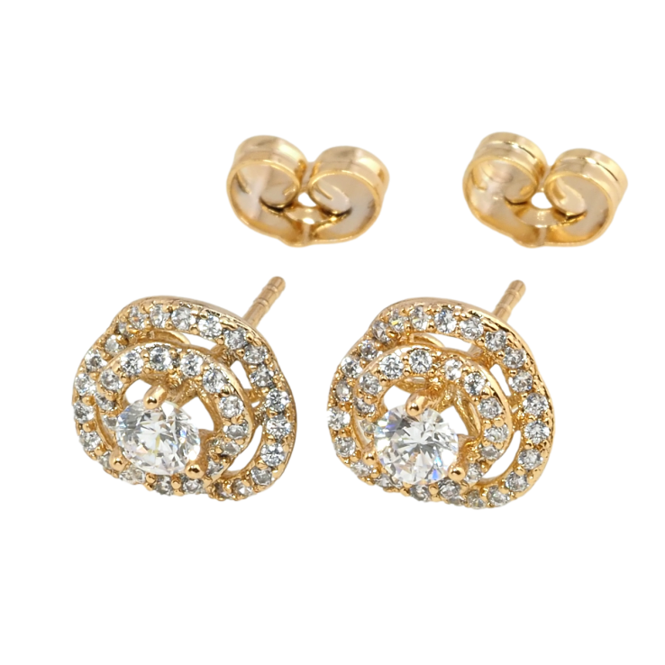 Сережки Xuping Позолота 18K пусети Квіточка інкрустація цирконієм фото №7 Сережки Xuping Позолота 18K пусети Квіточка інкрустація цирконієм фото №7