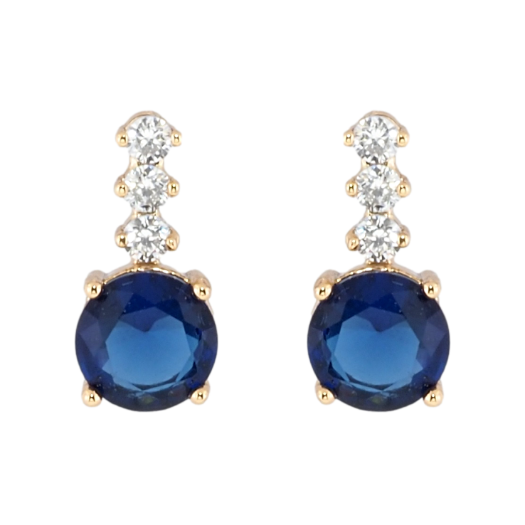 Серьги Xuping Позолота 18K пусеты Синий фианит с дорожкой циркония фото №7 Серьги Xuping Позолота 18K пусеты Синий фианит с дорожкой циркония фото №7