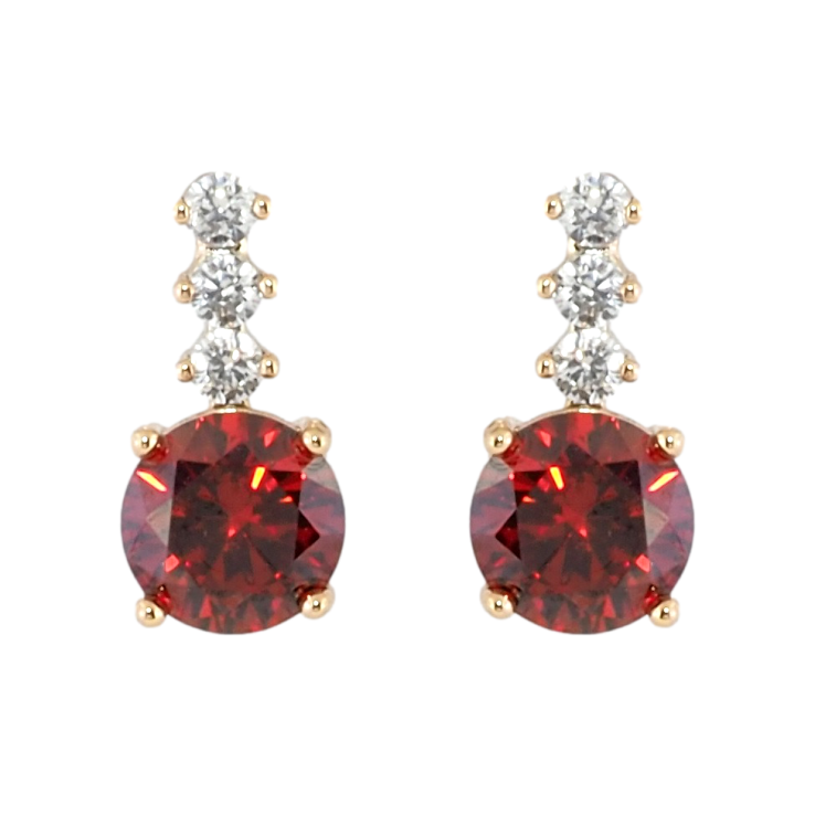 Серьги Xuping Позолота 18K пусеты Красный фианит с дорожкой циркония фото №4 Серьги Xuping Позолота 18K пусеты Красный фианит с дорожкой циркония фото №4