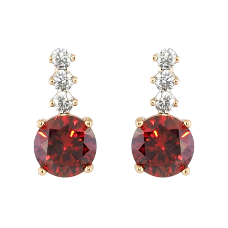 Сережки Xuping Позолота 18K пусети Червоний фіаніт із доріжкою цирконію фото №1 Сережки Xuping Позолота 18K пусети Червоний фіаніт із доріжкою цирконію фото №1