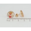 Серьги Xuping Позолота 18K пусеты Красные звездочки и сердечко в колечке циркония фото №2