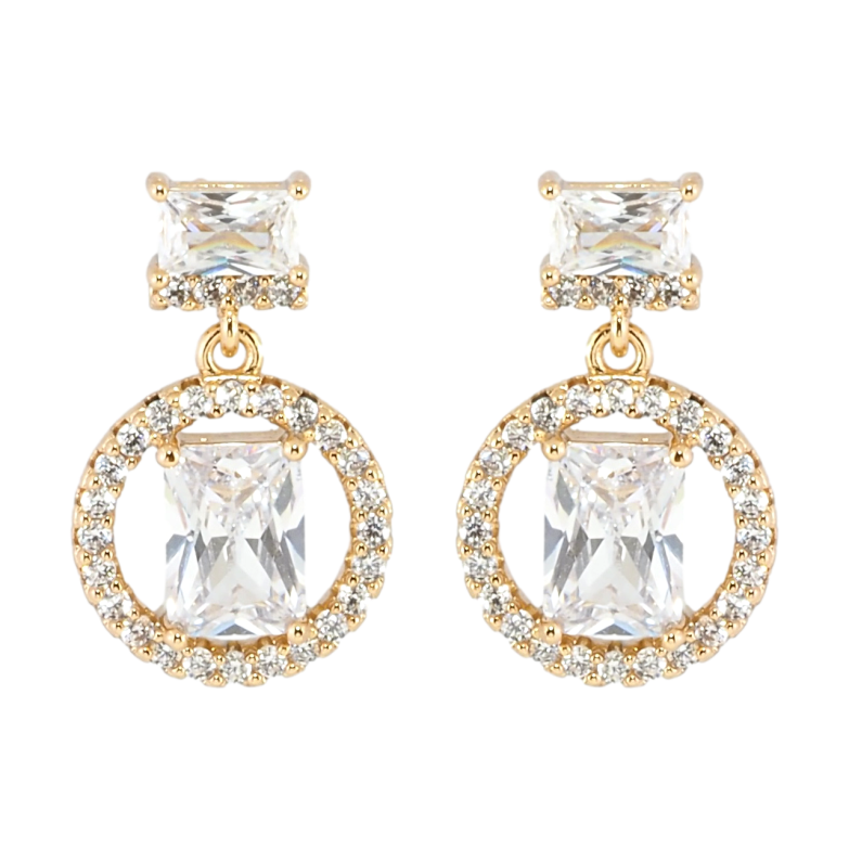 Сережки Xuping Позолота 18K пусети Кришталеві підвіски фото №1